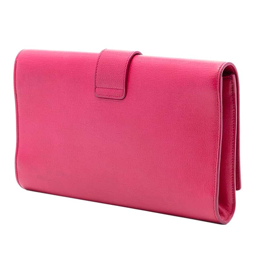Saint Laurent Textured Calfskin Chyc Ligne Clutch Pink Leather Never worn, with tag - Back View