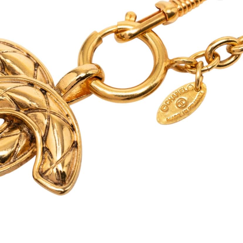 Chanel CC Quilted Gold Plated Pendant Necklace Gold Metal Very good condition - Inside View