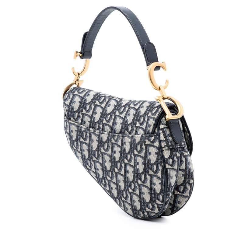 Dior Mini Oblique Canvas Saddle Bag Blue Very good condition - Back View