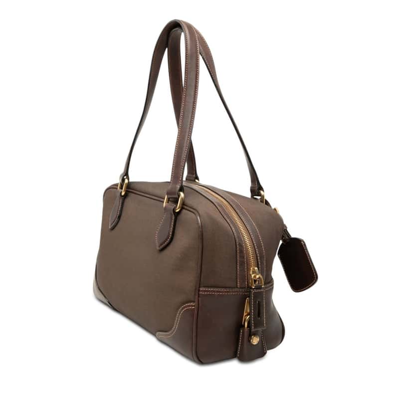 Prada Canvas Canapa Logo Satchel Brown Very good condition - Back View