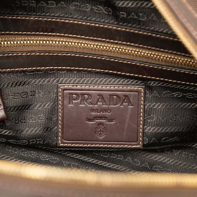 Prada Canvas Canapa Logo Satchel Brown Very good condition - Box View