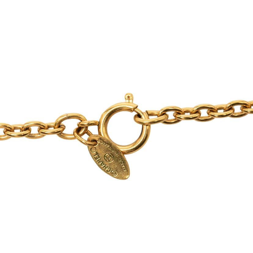 Chanel CC Gold Plated Sunburst Medallion Pendant Necklace Gold Metal Very good condition - Box View