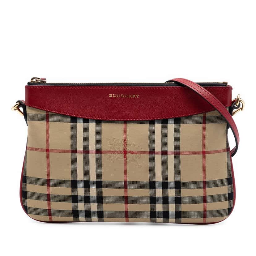 Burberry Haymarket Check Canvas Peyton Crossbody Beige Very good condition - Front View