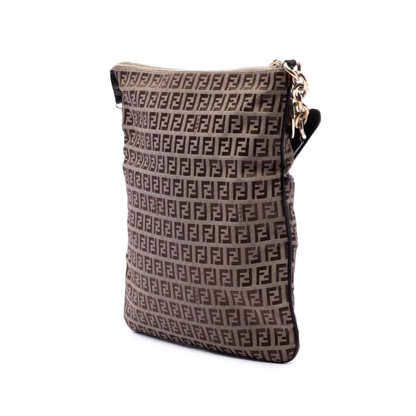Fendi Zucchino Canvas Crossbody Beige Very good condition - Back View
