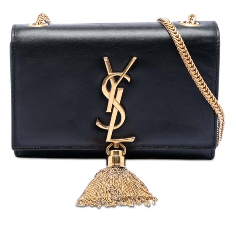 Saint Laurent Small Leather Monogram Kate Tassel Crossbody Black Leather Very good condition - Front View