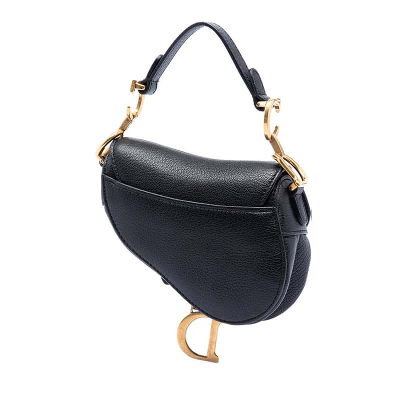 Dior Micro Goatskin Saddle Bag Black Leather Very good condition - Back View