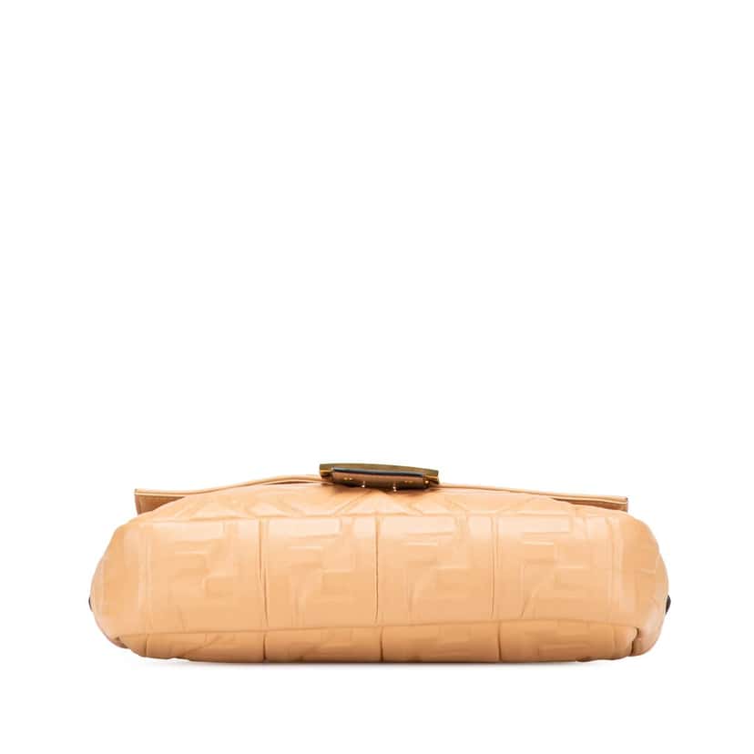 Fendi Zucca Embossed Leather Baguette Satchel Beige Leather Very good condition - Inside View