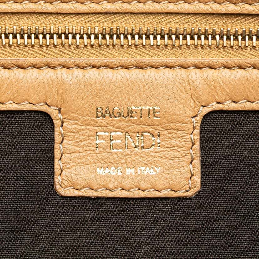 Fendi Zucca Embossed Leather Baguette Satchel Beige Leather Very good condition - Box View