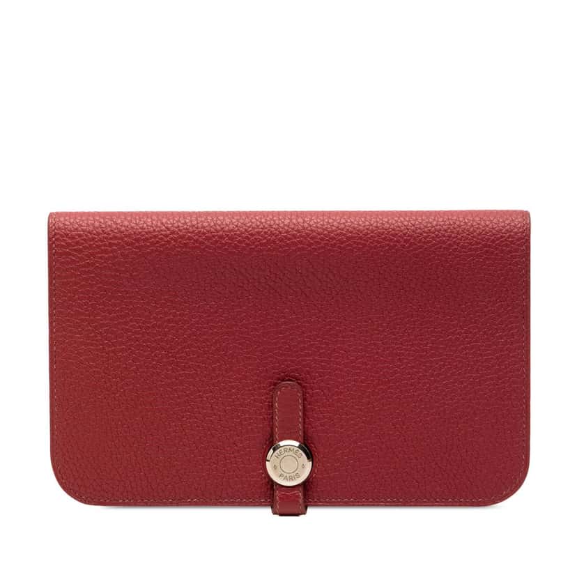 Hermès Togo Dogon Duo Wallet GM Red Leather Very good condition - Front View