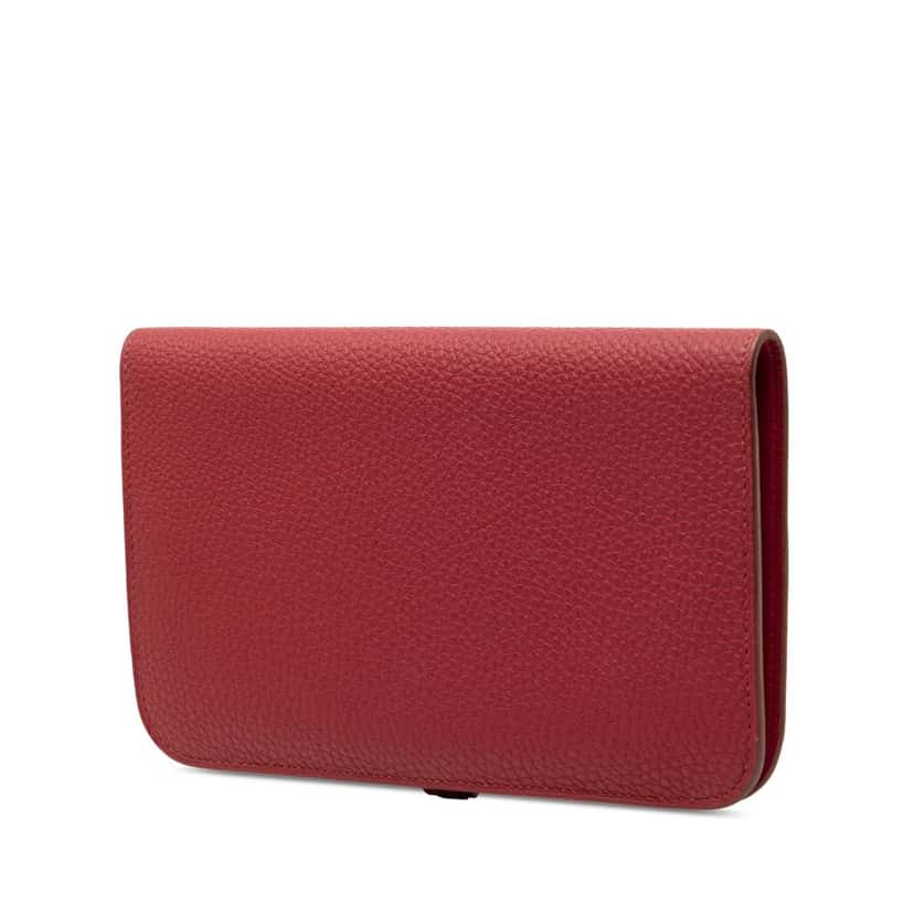 Hermès Togo Dogon Duo Wallet GM Red Leather Very good condition - Back View