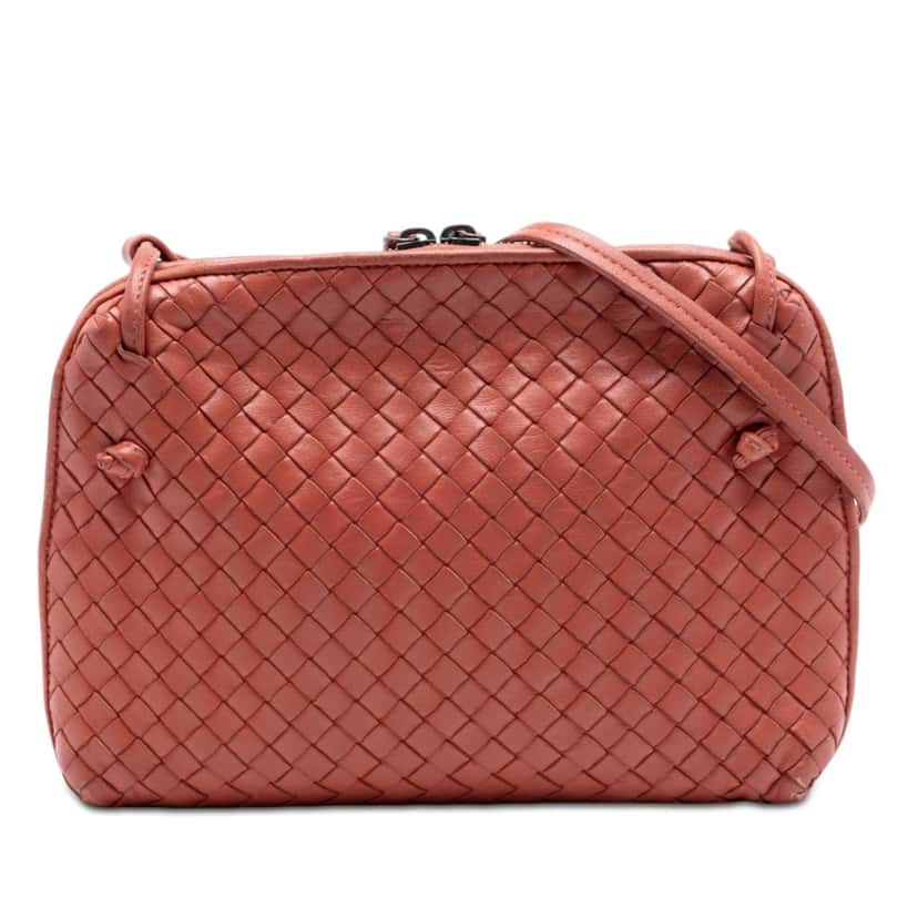 Bottega Veneta Nappa Intrecciato Nodini Crossbody Red Leather Very good condition - Front View