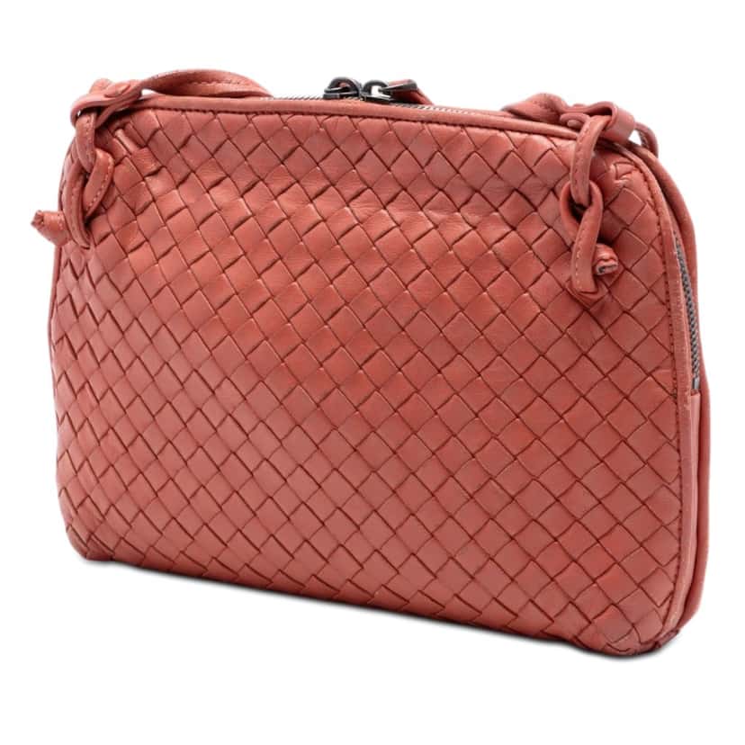 Bottega Veneta Nappa Intrecciato Nodini Crossbody Red Leather Very good condition - Back View
