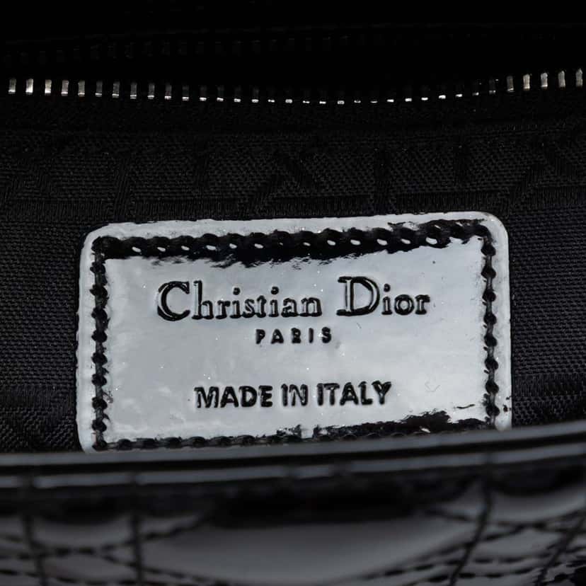 Dior Mini Patent Cannage Lady Dior Black Leather Very good condition - Box View