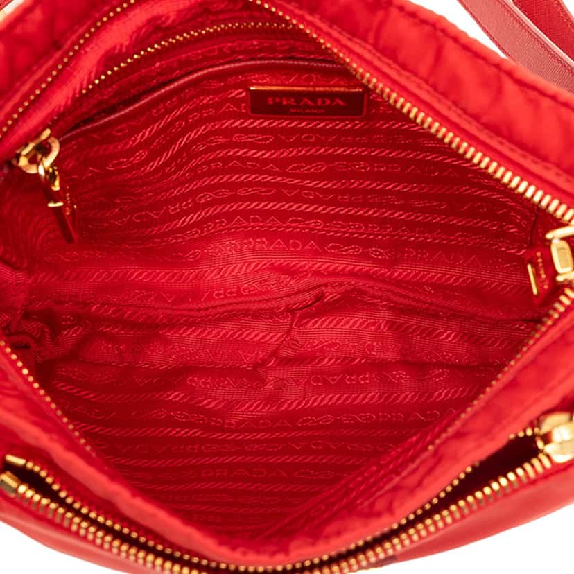 Prada Tessuto Zip Top Crossbody Red Very good condition - Model View