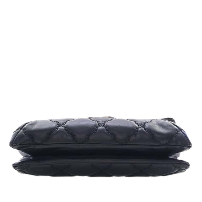 Chanel Mini Lambskin Double Stitch Hamptons Flap Black Leather Very good condition - Box View