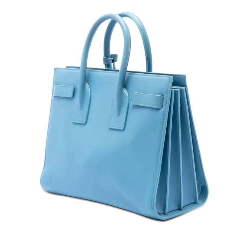 Saint Laurent Small Leather Sac De Jour Satchel Blue Leather Very good condition - Back View
