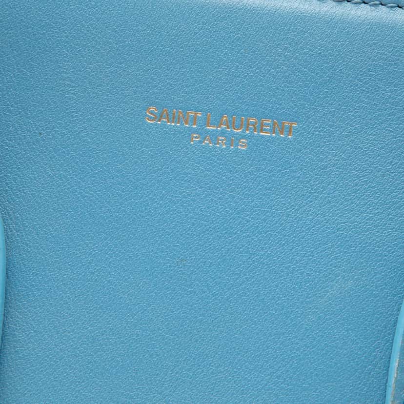 Saint Laurent Small Leather Sac De Jour Satchel Blue Leather Very good condition - Box View