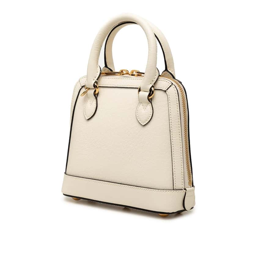 Gucci Adidas Mini Leather Horsebit 1955 Top Handle Bag White Leather Very good condition - Back View