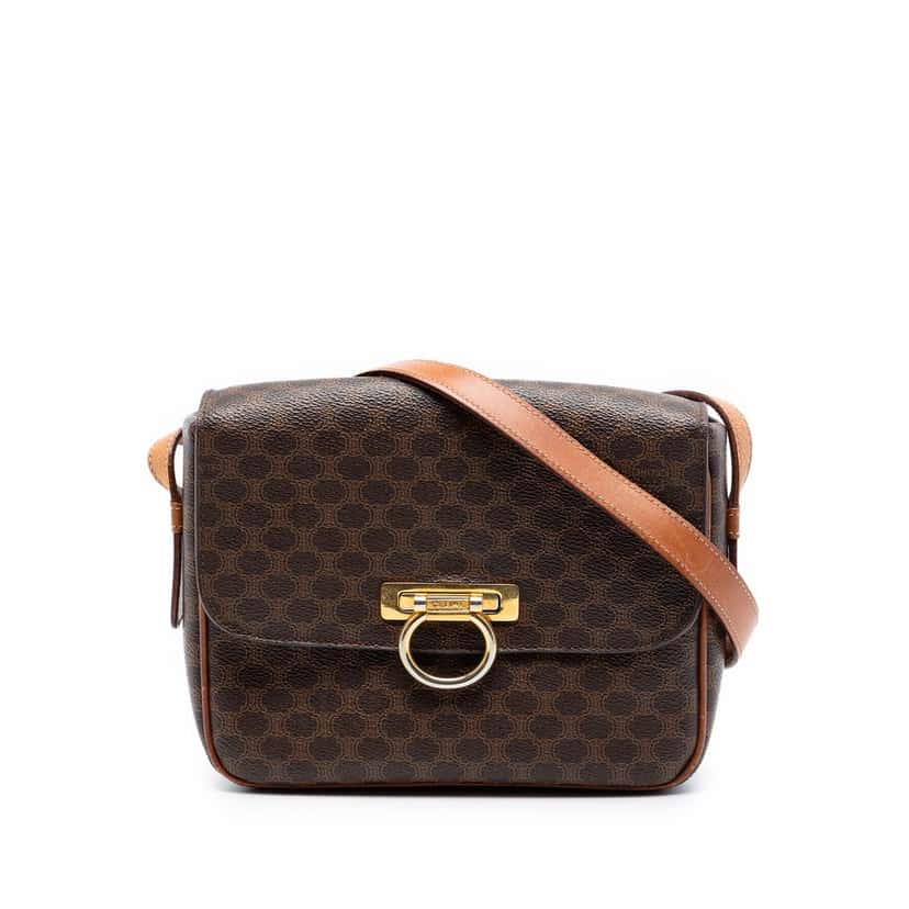 Celine Macadam Coated Canvas Crossbody Brown Very good condition - Front View