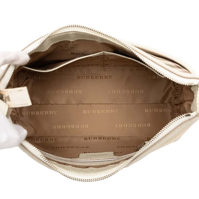 Burberry Nova Check Trimmed Canvas Shoulder Bag Beige Very good condition - Model View