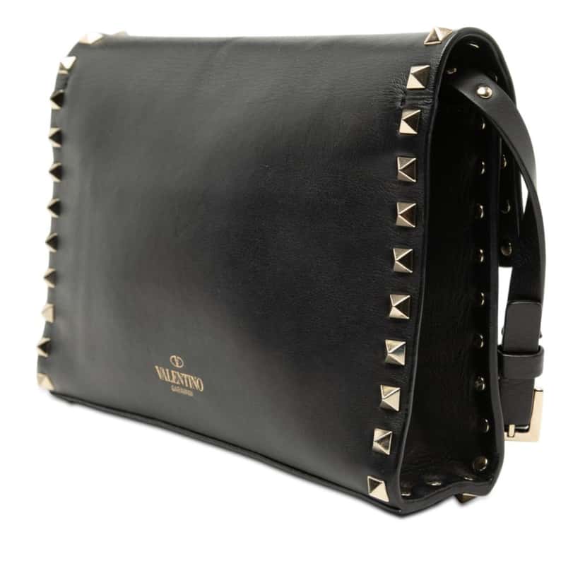 Valentino Small Leather Rockstud Flap Crossbody Black Leather Very good condition - Back View