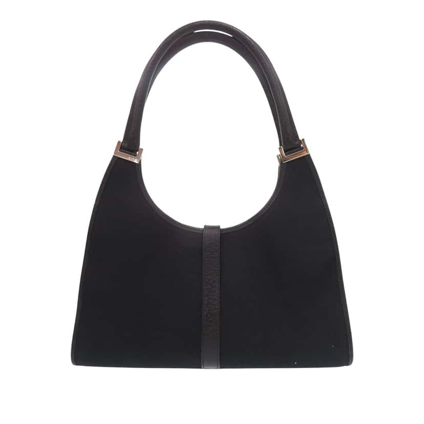 Gucci Canvas Jackie Bardot Shoulder Bag Black Very good condition - Back View