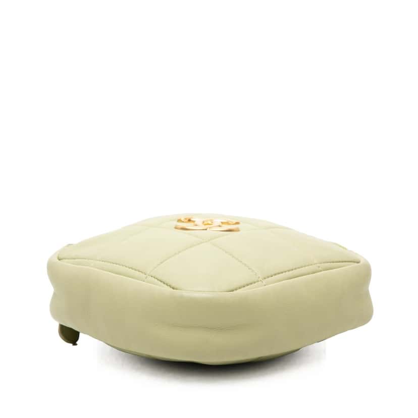 Chanel CC Quilted Lambskin Diamond Clutch with Chain Green Leather Good condition - Inside View