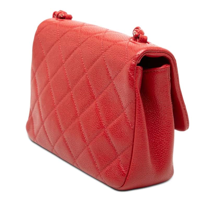 Chanel Mini Square Caviar Incognito Flap Red Leather Very good condition - Back View