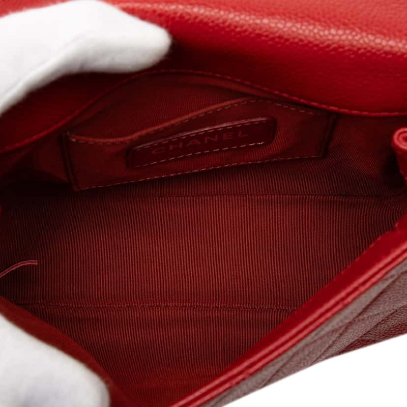 Chanel Mini Square Caviar Incognito Flap Red Leather Very good condition - Model View