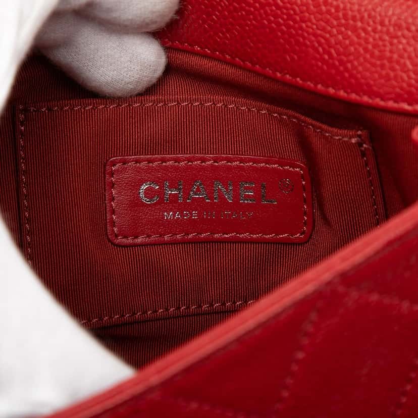 Chanel Mini Square Caviar Incognito Flap Red Leather Very good condition - Box View