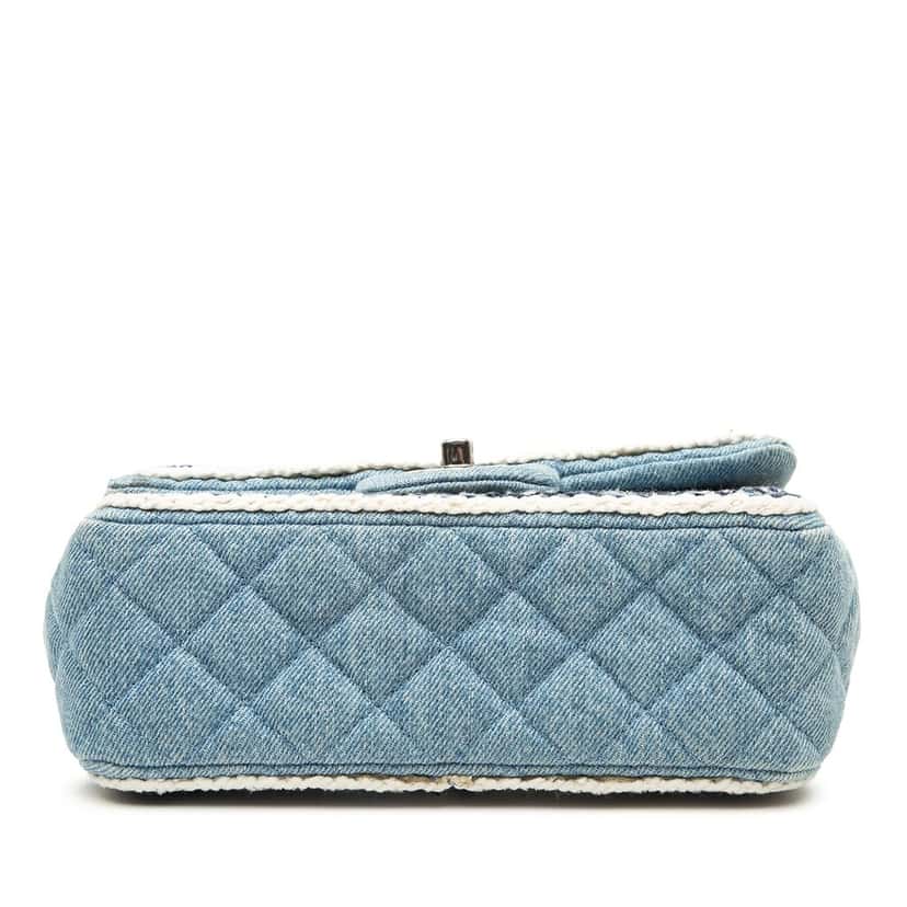 Chanel Mini Rectangular Classic Denim Braided Single Flap Blue Very good condition - Inside View