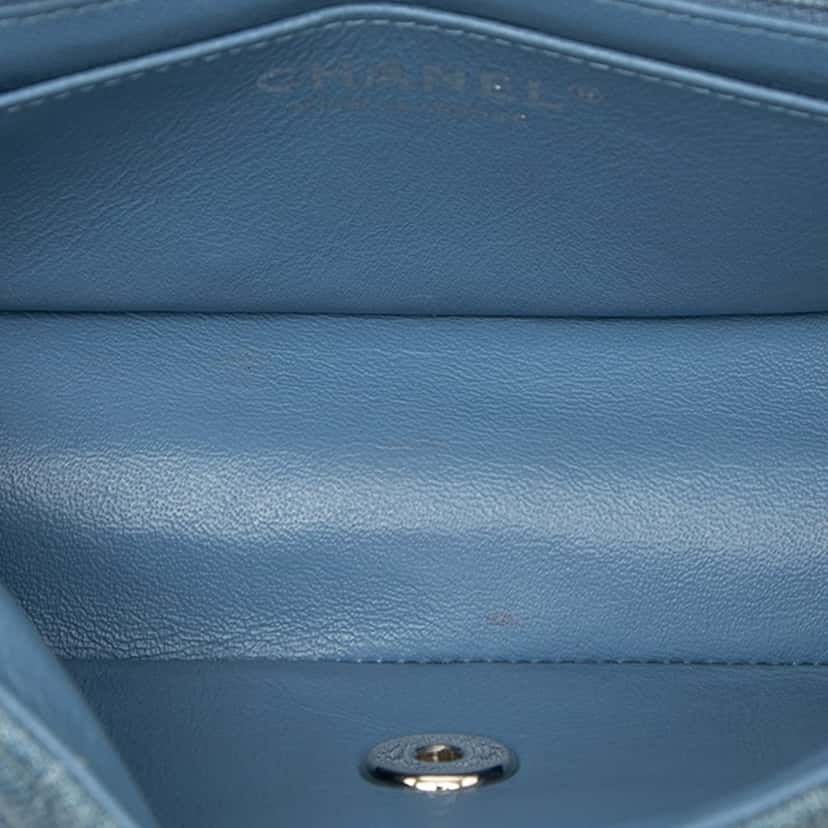 Chanel Mini Rectangular Classic Denim Braided Single Flap Blue Very good condition - Model View
