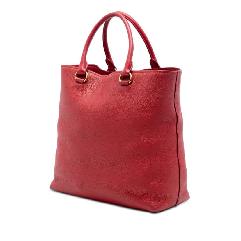 Prada Vitello Daino Front Pocket Convertible Tote Red Leather Very good condition - Back View