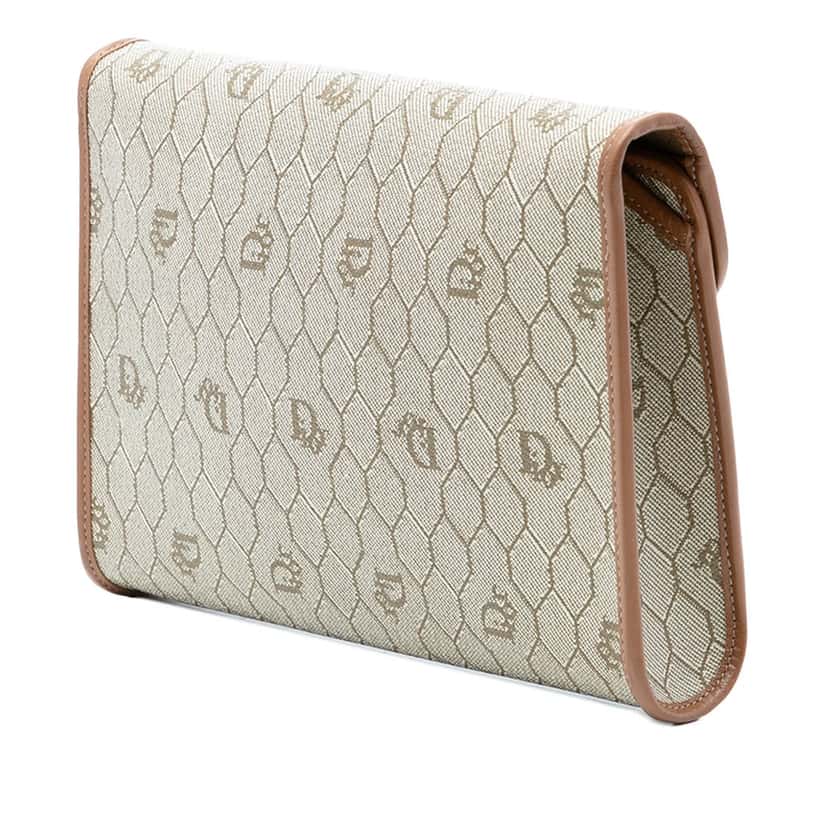Dior Honeycomb Coated Canvas Chain Crossbody Beige Very good condition - Back View