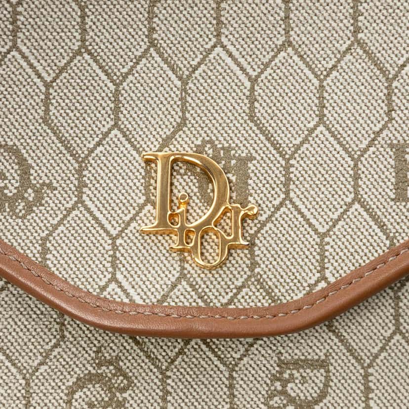 Dior Honeycomb Coated Canvas Chain Crossbody Beige Very good condition - Box View