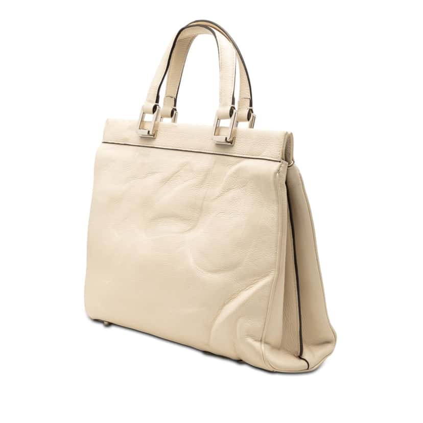 Gucci Medium Calfskin Zumi Top Handle Bag White Leather Very good condition - Back View