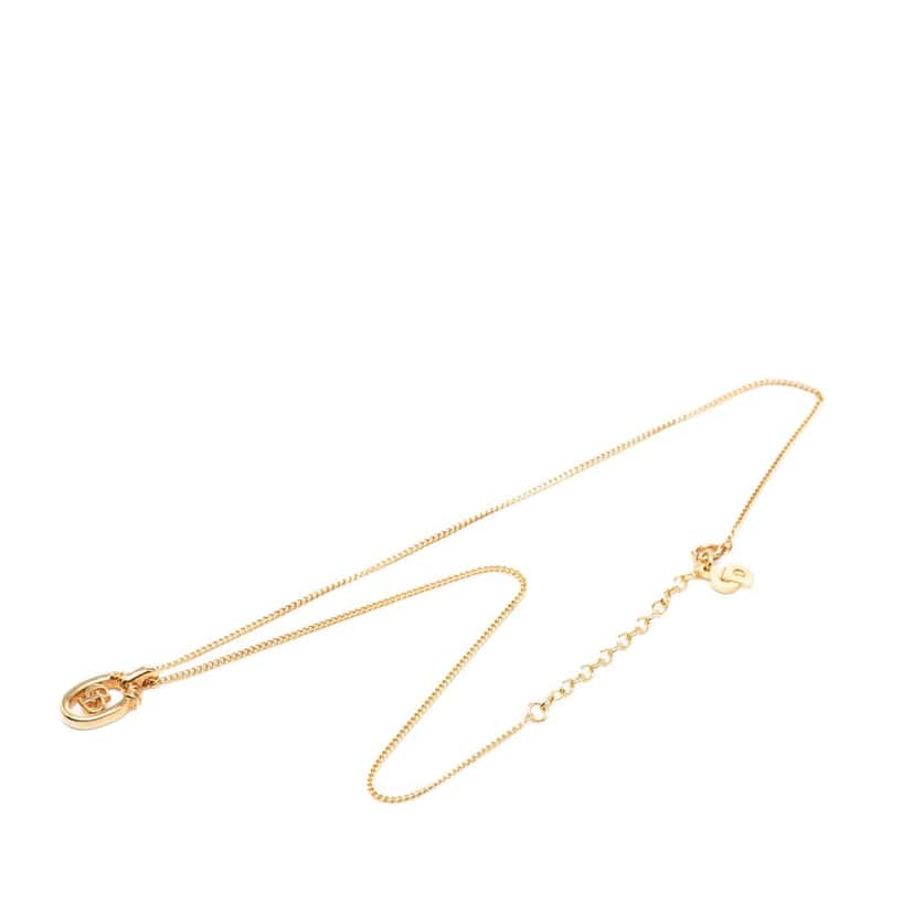 Dior Gold Plated CD Logo Oval Pendant Necklace Gold Metal Very good condition - Box View