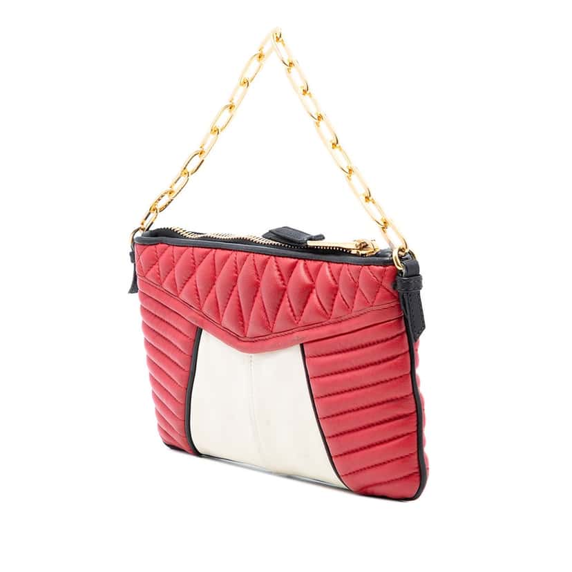 Miu Miu Bicolor Nappa Biker Satchel Red Leather Very good condition - Back View
