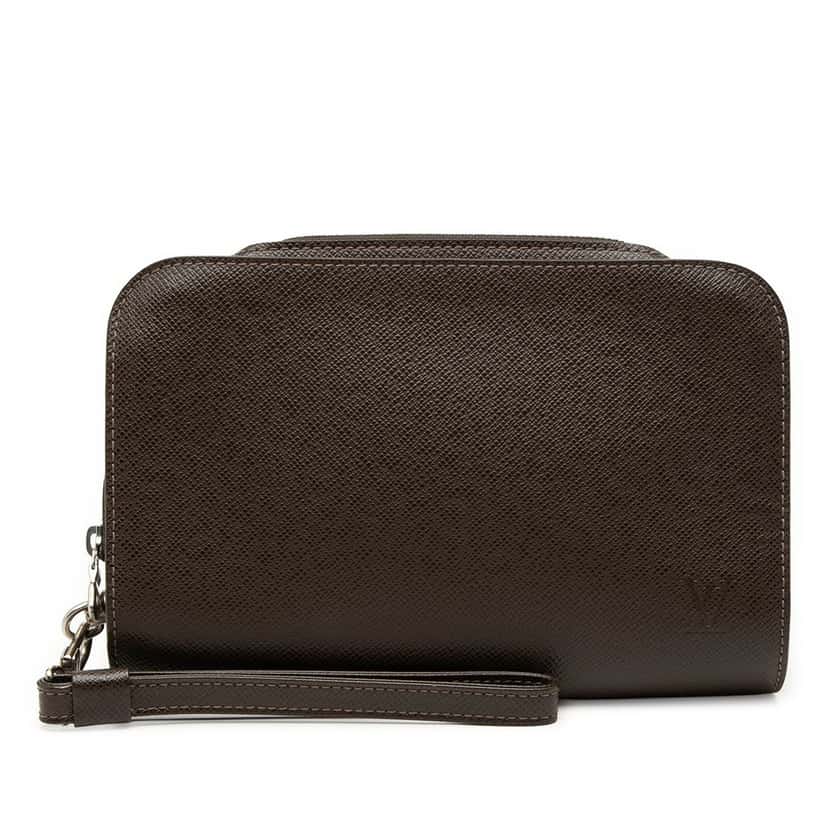 Louis Vuitton Taiga Pochette Baikal Brown Leather Very good condition - Front View