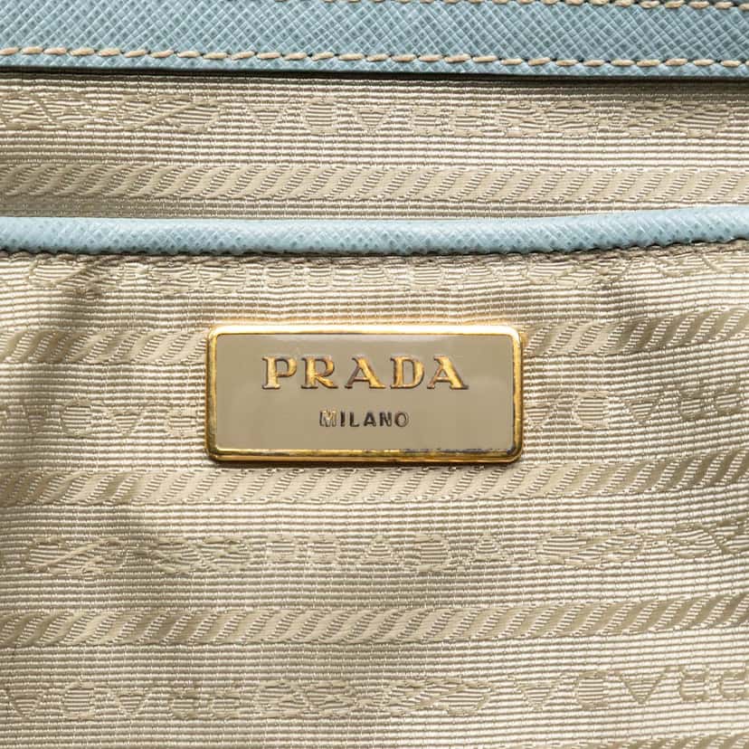 Prada Large Saffiano Lux Galleria Satchel Blue Leather Very good condition - Box View