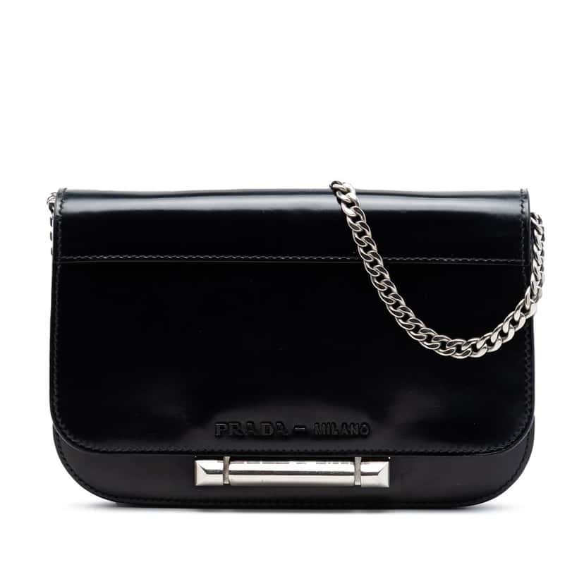 Prada Spazzolato Leather Sybille Flap Crossbody Black Leather Very good condition - Front View
