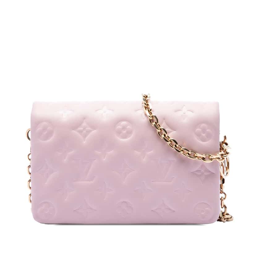 Louis Vuitton Monogram Embossed Lambskin Pochette Coussin Pink Leather Very good condition - Front View