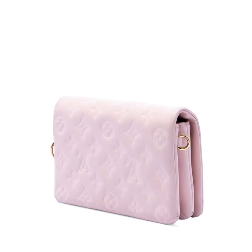 Louis Vuitton Monogram Embossed Lambskin Pochette Coussin Pink Leather Very good condition - Back View