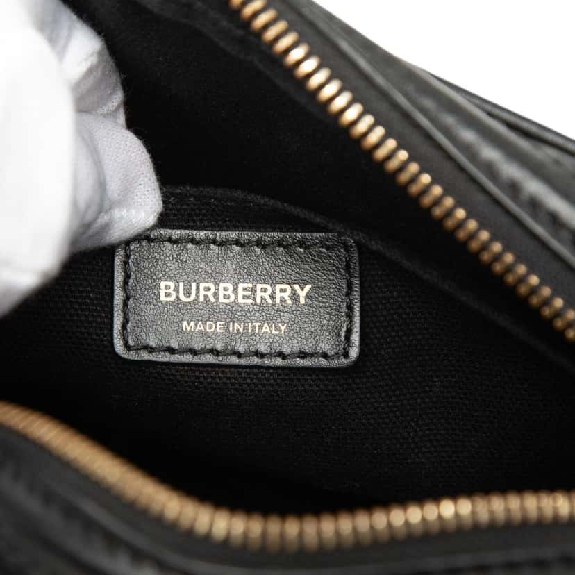 Burberry Embossed Calfskin TB Monogram Camera Chain Crossbody Black Leather Very good condition - Box View