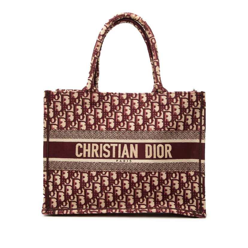 Dior Medium Oblique Embroidered Canvas Book Tote Red Very good condition - Front View