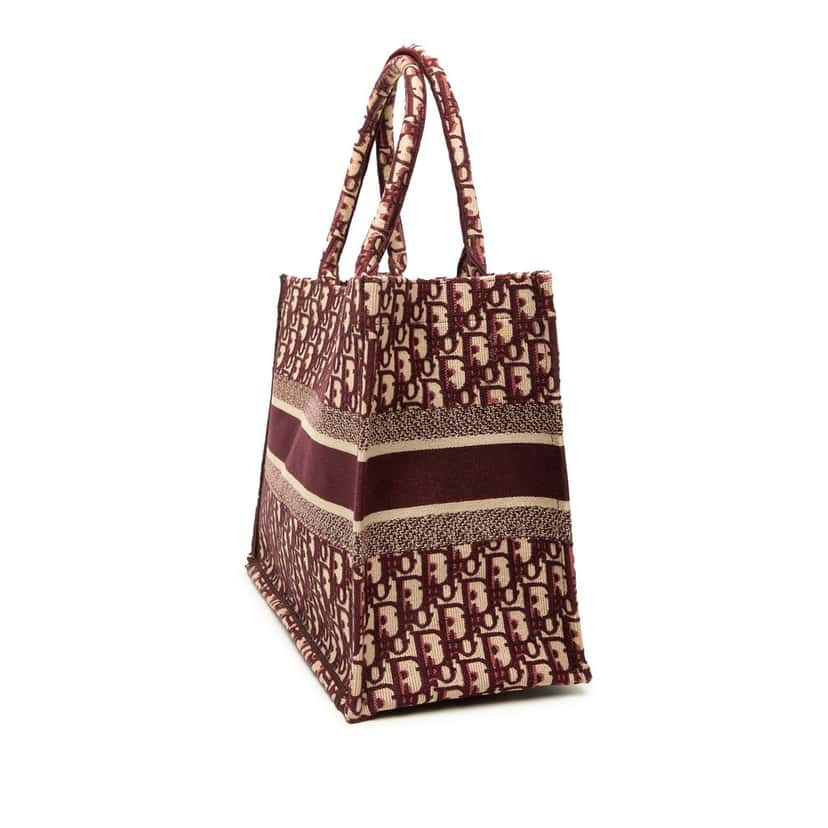 Dior Medium Oblique Embroidered Canvas Book Tote Red Very good condition - Back View