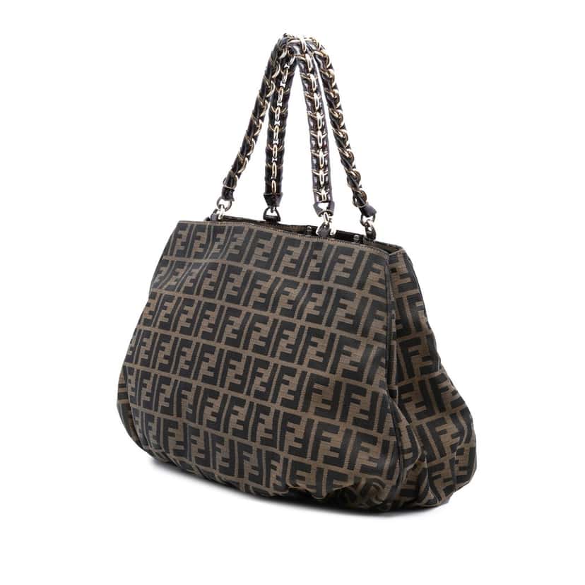 Fendi Large Zucca Canvas Mia Tote Brown Very good condition - Back View