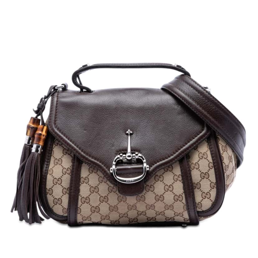 Gucci GG Canvas Techno Horsebit Top Handle Bag Beige Very good condition - Front View