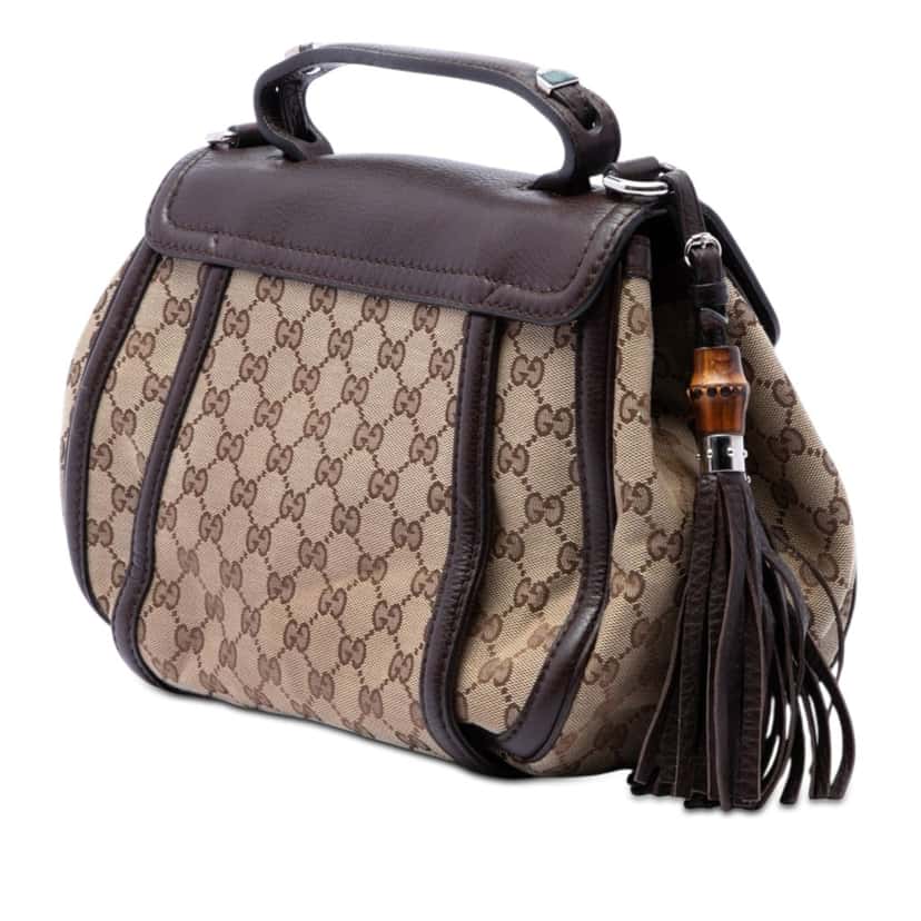 Gucci GG Canvas Techno Horsebit Top Handle Bag Beige Very good condition - Back View