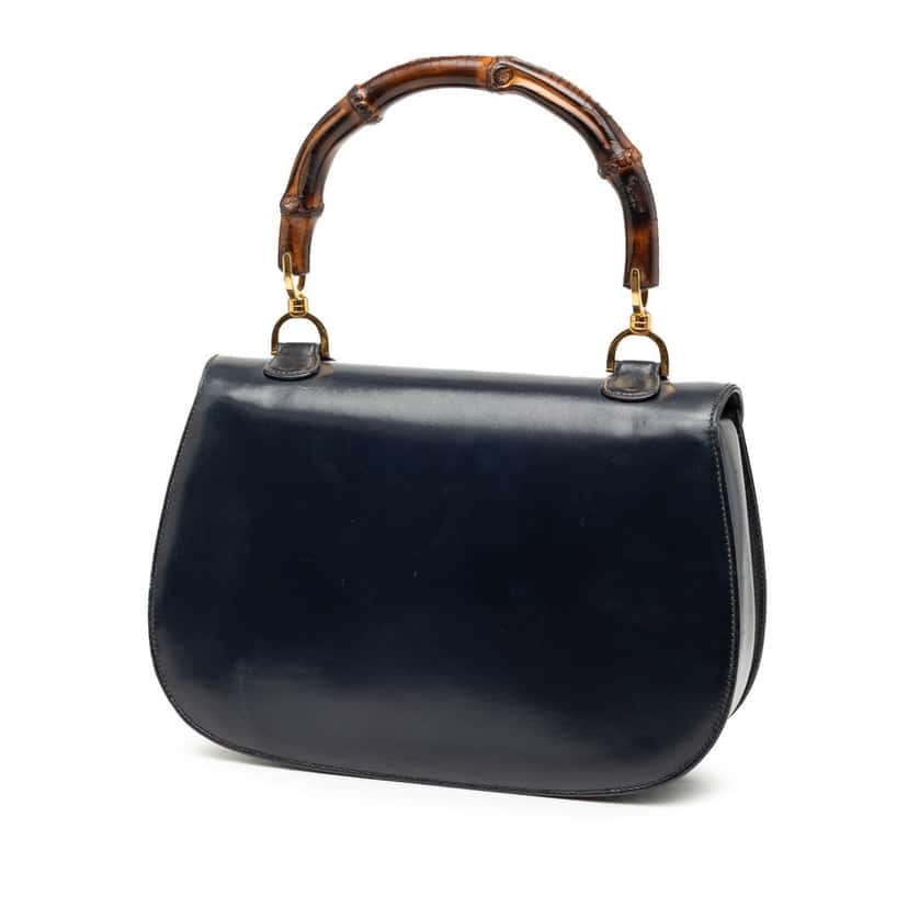 Gucci Calfskin Bamboo Night Blue Leather Very good condition - Back View